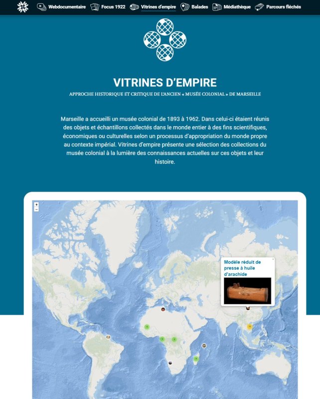 Capture d'écran de la page d'accueil de la plateforme Vitrines d'empire de Mars Imperium