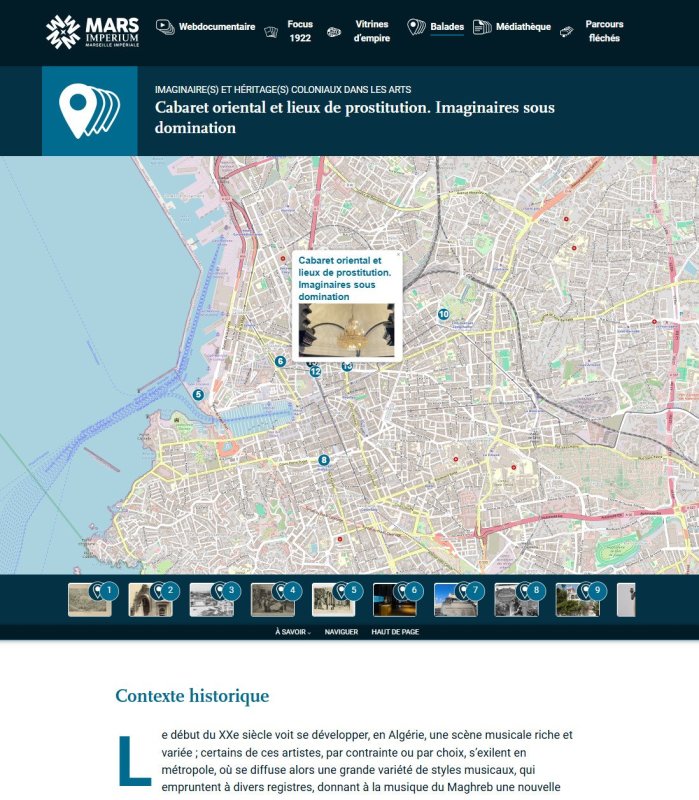 Capture d'écran d'une page d'étape de balade sur la plateforme balades numériques de Mars Imperium